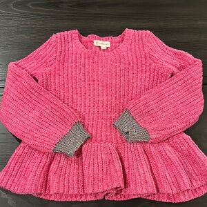 Pink Knit Sweater with Glitter Cuffs